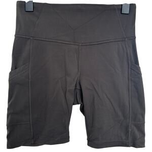 PrAna Women's Charcoal Gray High Rise Biker Shorts with Pockets, Size S, EUC